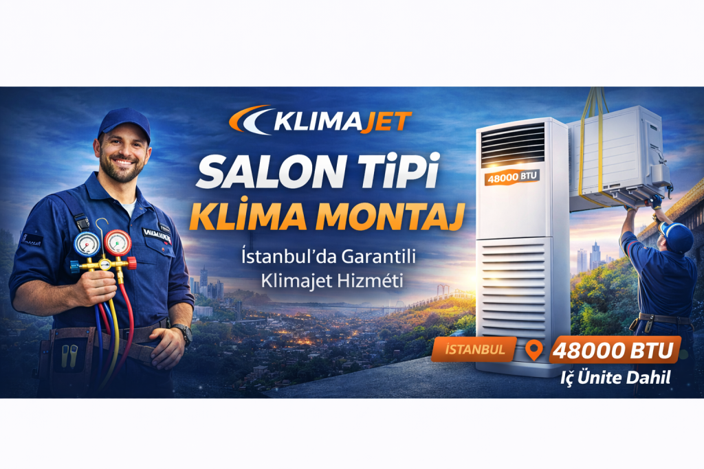 48000 BTU salon tipi klima montajı İstanbul Klimajet uzman ekip iç ünite kurulumu